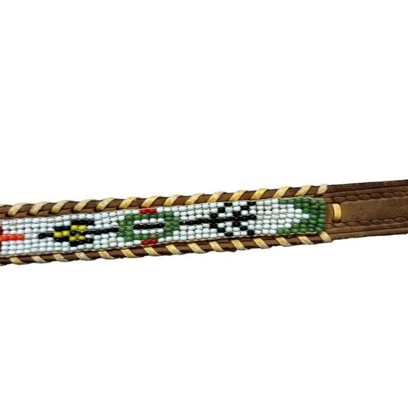 Vintage Leather and Bead‎ Native American Style Belt Size 34 - Picture 2 of 12